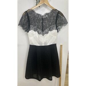 Sandro Rozen Two-Tone Lace‎ Mini Dress Black/White Size 1